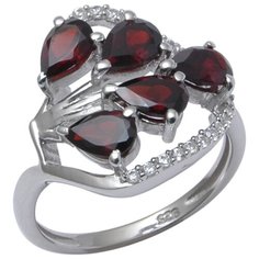 Balex Кольцо 1410931488 из серебра 925 пробы с гранатом природным и фианитом, размер 17.5