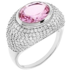 Balex Кольцо 1410931476 из серебра 925 пробы с морганитом синтетическим и фианитом, размер 18.5