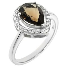 Balex Кольцо 1405936475 из серебра 925 пробы с раухтопазом природным и фианитом, размер 18