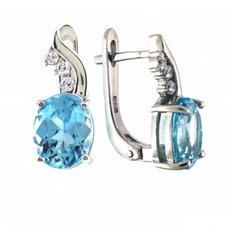 Balex Серьги 2405937071 из серебра 925 пробы с топазом голубым природным и фианитом