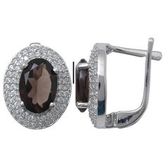 Balex Серьги 2410931553 из серебра 925 пробы с раухтопазом природным и фианитом