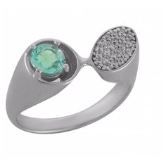 Balex Кольцо 1405937102 из серебра 925 пробы с топазом голубым природным и фианитом, размер 18