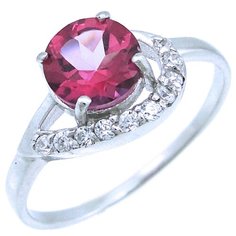 Balex Кольцо 1405937773 из серебра 925 пробы с топазом розовым природным и фианитом, размер 17.5
