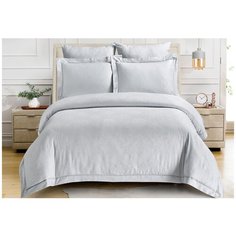 Постельное белье семейное Cleo Soft cotton 022-SC, жаккард, 50 х 70 и 70 х 70 см, светло-серый