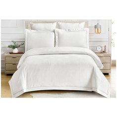 Постельное белье семейное Cleo Soft cotton 025-SC, жаккард, 50 х 70 и 70 х 70 см, белый