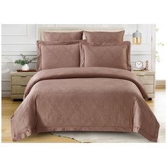 Постельное белье семейное Cleo Soft cotton 023-SC, жаккард, 50 х 70 и 70 х 70 см, мокко