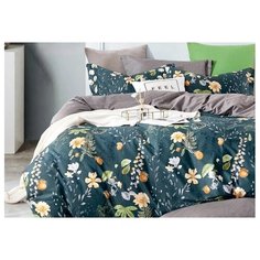 Постельное белье 2-спальное Cleo Satin de Luxe 627-SK, сатин, 70 х 70 см, синий/серый