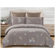 Постельное белье семейное Cleo Cotton jacquard 016-CJ, сатин-жаккард, 50 х 70 и 70 х 70 см, коричневый