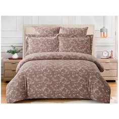 Постельное белье семейное Cleo Cotton jacquard 005-CJ, сатин-жаккард, 50 х 70 и 70 х 70 см, коричневый