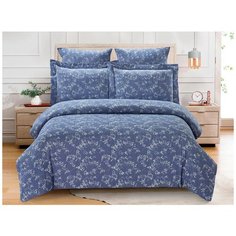 Постельное белье семейное Cleo Cotton jacquard 006-CJ, жаккард, 50 х 70 и 70 х 70 см, синий