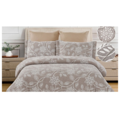 Постельное белье семейное Cleo Cotton jacquard 022-CJ, сатин-жаккард, 50 х 70 и 70 х 70 см, серый
