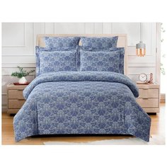 Постельное белье семейное Cleo Cotton jacquard 002-CJ, жаккард, 50 х 70 и 70 х 70 см, синий
