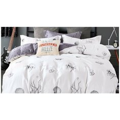 Постельное белье 2-спальное Cleo Satin de Luxe 659-SK, сатин, 70 х 70 см, белый/серый