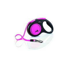 Поводок-рулетка для собак Flexi New Neon S ленточный розовый 5 м