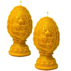 Свеча и воска "Пасхальное яйцо с храмом" (комплект из 2-х шт)