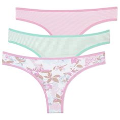 Magic lady Набор трусов стринги с низкой посадкой, 3 шт., размер 46, розовый/салатовый
