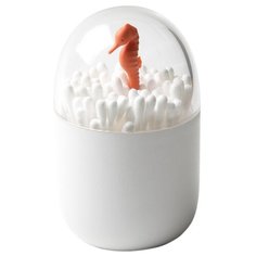 Контейнер для ватных палочек Qualy Seahorse QL10314-CL-WH, белый