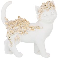 Статуэтка Lefard Flower Fantasy Кошка, 19 см белый/золотистый
