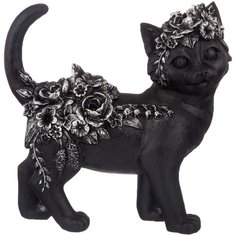 Статуэтка Lefard Flower Fantasy Кошка, 19 см черный/серебристый