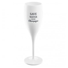 Бокал Koziol для шампанского с надписью SAVE WATER DRINK CHAMPAGNE, белый