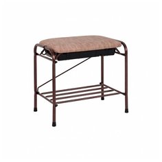 Подставка для обуви ЗМИ, 2-х полочная с бежевым сиденьем, с ящиком, цвет медный антик, 45х30х40 см