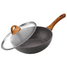 Сковорода-вок LARA Palermo LR01-57, 24 см, с крышкой, серый