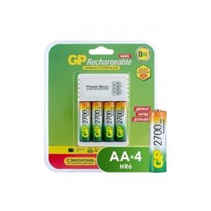 Зарядное устройство (8ч.) GP, и аккумуляторная батарейка АА (HR6) 2700 мАч, 4 шт.