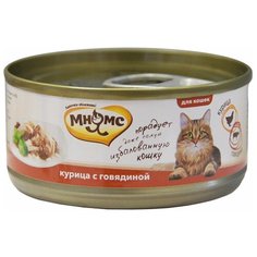 Влажный корм для кошек Мнямс с курицей, с говядиной 24 шт. х 70 г (кусочки в желе)