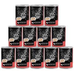 Влажный корм для кошек Tasty с курицей, с говядиной, с свининой 12 шт. х 415 г