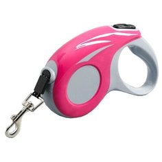 Поводок-рулетка для собак Пижон Молния (2896918/2896919/2896920) розовая 5 м