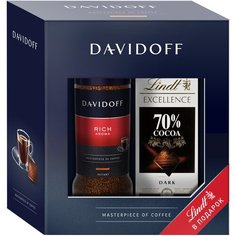 Кофе растворимый Davidoff Rich Aroma, подарочный набор с шоколадом, 100 г