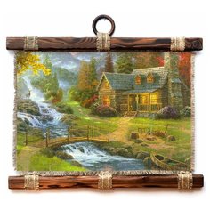 Панно Универсальный Свиток Дом возле водопада 32х33 см