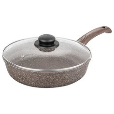 Сковорода Elan gallery Гармония вкуса 26см, с крышкой, коричневый мрамор
