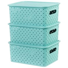 Набор 3-х корзинок с крышками 3 л EL Casa Береста шалфей