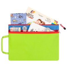 Папка-сумка с ручкой 38х27х0,6 см EL Casa Зеленая с синей вставкой на молнии