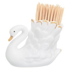 Вазочка под зубочистки "Лебедь" белая, золото Elan Gallery