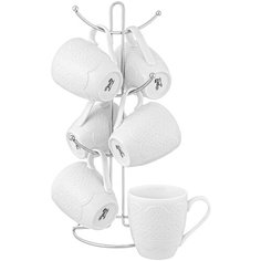 Набор 6 кружек на металлической подставке "Кружево", 350 мл 21х21х38,5 см Elan Gallery