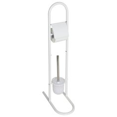 СТОЙКА НАПОЛЬНАЯ С ДЕРЖАТЕЛЕМ ДЛЯ ТУАЛ. БУМАГИ И ЕРШИКОМ (МЕТАЛЛ. БЕЛЫЙ) (1/6) "РЫЖИЙ КОТ" B0810