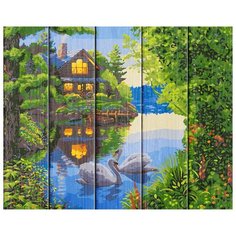 Рисование по номерам по дереву "Flamingo" 40х50 FLA026 "Дом у озера",