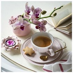 Алмазная мозаика Molly 30х30 см Натюрморт с орхидеей