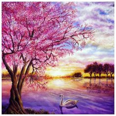 Картина по номерам Molly 30х30 см Сиреневый пейзаж