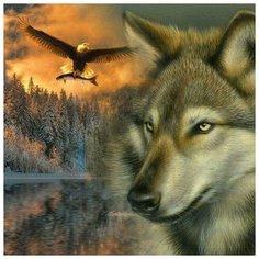 Алмазная мозаика Molly 30х30 см Волк и орел