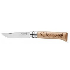 Нож Opinel №8 Alpine adventures, нержавеющая сталь, рукоять дуб, гравировка пеший туризм