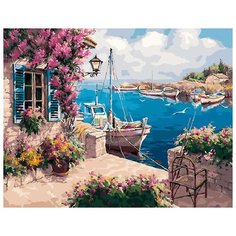 Картина по номерам "Катер у домика", 40x50 см Цветной