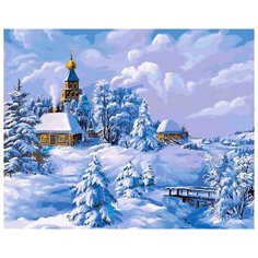Картина по номерам Белоснежка "Зима в деревне", 40x50 см