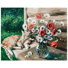 Картина по номерам Белоснежка "Дачная жизнь кота Василия", 40x50 см