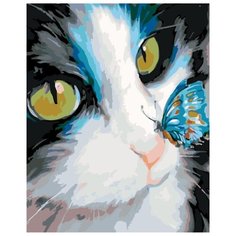 Картина по номерам Живопись по Номерам "Кот и бабочка", 40x50 см
