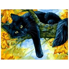 Картина по номерам Белоснежка "Осенний кот", 30x40 см
