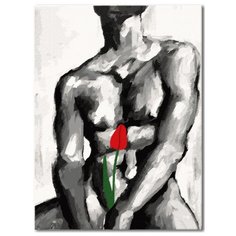 Картина по номерам "Мужчина с цветком" / Раскраска по номерам 30х40 на подрамнике La Karti