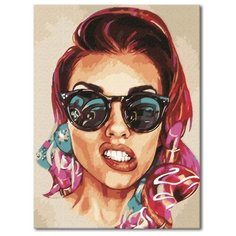 Набор для рисования "Девушка в очках" / Картина по номерам / Раскраска по номерам 30х40 на подрамнике La Karti